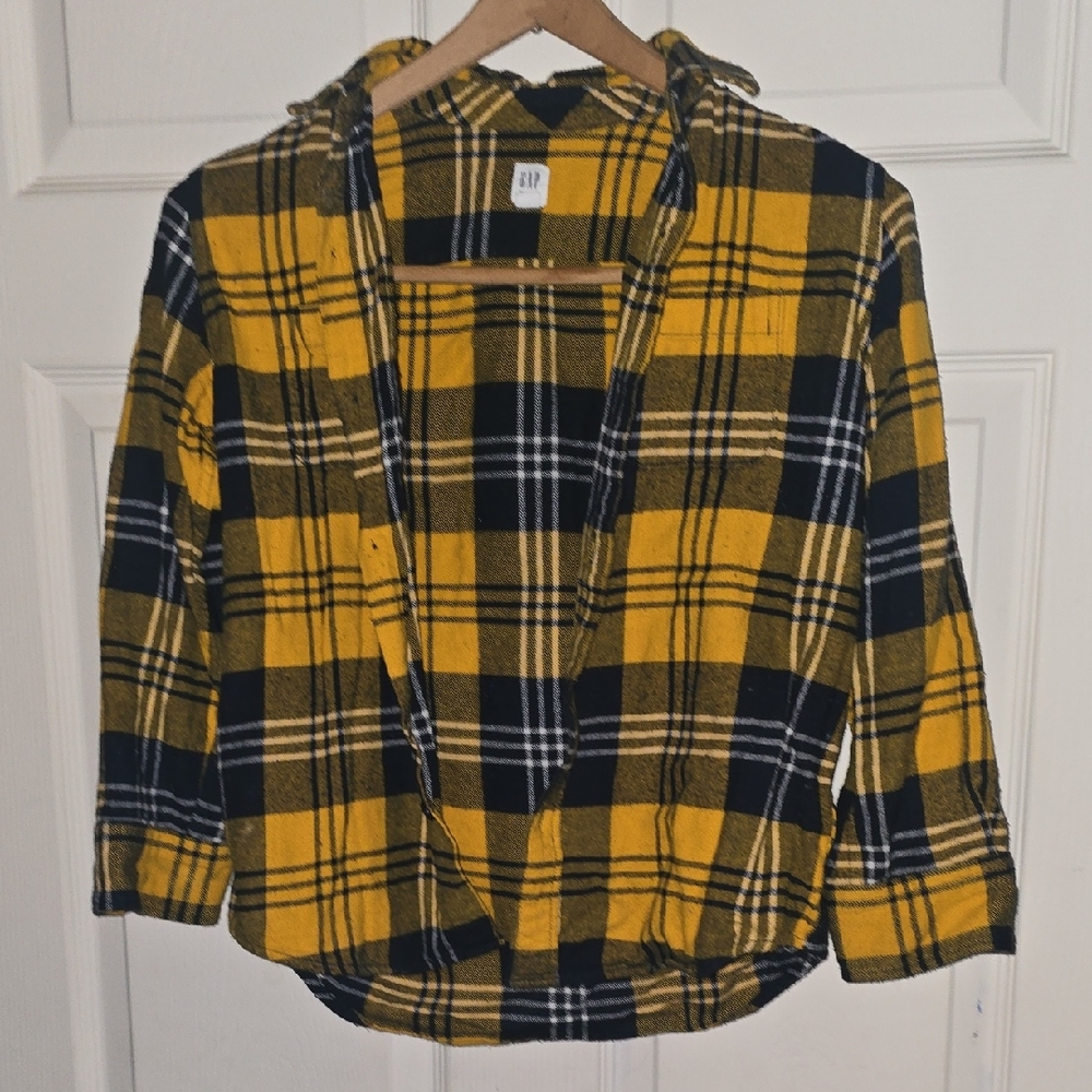 GAP Mustard and Navy Plaid Shirt